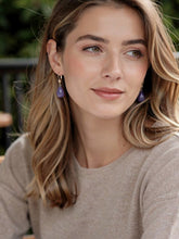 Load image into Gallery viewer, 14K Rose Gold Leverback Raindrop Purple Jade Earrings