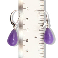 Load image into Gallery viewer, 14K White Gold Leverback Lavender Jade Dangle Earrings