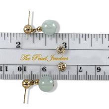 Load image into Gallery viewer, 14K Yellow Gold Bean Green Jade Dangle Earrings