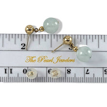 Load image into Gallery viewer, 14K Yellow Gold Bean Green Jade Dangle Earrings