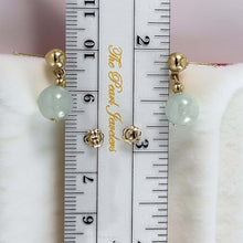 Load image into Gallery viewer, 14K Yellow Gold Bean Green Jade Dangle Earrings