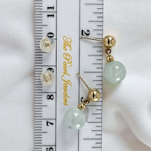 Load image into Gallery viewer, 14K Yellow Gold Bean Green Jade Dangle Earrings
