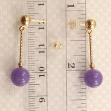 Load image into Gallery viewer, 14K Yellow Gold Lavender Jade Twist Tube Earrings