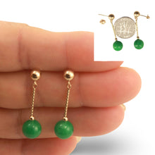Load image into Gallery viewer, 14K Yellow Gold Green Jade Twist Tube Earrings