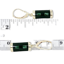 Load image into Gallery viewer, 14K Yellow Gold Leverback Jade &amp; Black Onyx Dangle Earrings