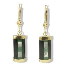 Load image into Gallery viewer, 14K Yellow Gold Leverback Onyx &amp; Mother of Pearl Dangle Earrings