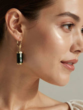 Load image into Gallery viewer, 14K Yellow Gold Leverback Onyx &amp; Mother of Pearl Dangle Earrings