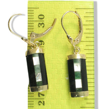 Load image into Gallery viewer, 14K Yellow Gold Leverback Onyx &amp; Mother of Pearl Dangle Earrings