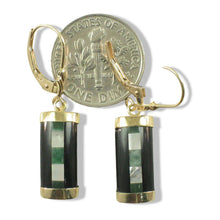 Load image into Gallery viewer, 14K Yellow Gold Leverback Onyx &amp; Mother of Pearl Dangle Earrings