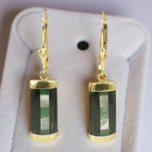 Load image into Gallery viewer, 14K Yellow Gold Leverback Onyx &amp; Mother of Pearl Dangle Earrings