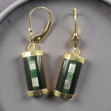 Load image into Gallery viewer, 14K Yellow Gold Leverback Onyx &amp; Mother of Pearl Dangle Earrings