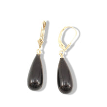 Load image into Gallery viewer, 14K Yellow Gold Leverback Black Onyx Drop Earrings
