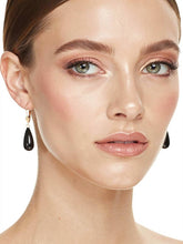 Load image into Gallery viewer, 14K Yellow Gold Leverback Black Onyx Drop Earrings
