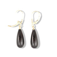 Load image into Gallery viewer, 14K Yellow Gold Leverback Black Onyx Drop Earrings