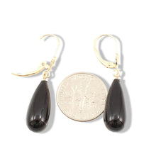 Load image into Gallery viewer, 14K Yellow Gold Leverback Black Onyx Drop Earrings