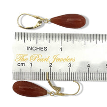 Load image into Gallery viewer, 14K Yellow Gold Leverback Green Jade Drop Earrings