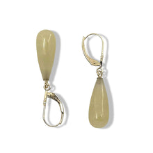 Load image into Gallery viewer, 14Kt Yellow Gold Leverback Yellow Jade Drop Earrings