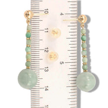 Load image into Gallery viewer, 14K Yellow Gold Celadon Green Jadeite Dangling Earrings