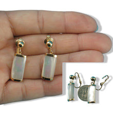 Load image into Gallery viewer, 14K Yellow Gold Dangle Curved Shaped Mother of Pearl Clip-On Earrings
