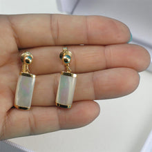 Load image into Gallery viewer, 14K Yellow Gold Dangle Curved Shaped Mother of Pearl Clip-On Earrings