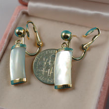 Load image into Gallery viewer, 14K Yellow Gold Dangle Curved Shaped Mother of Pearl Clip-On Earrings