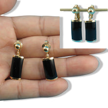 Load image into Gallery viewer, 14K Yellow Gold Dangle Curved Shaped Black Onyx Clip-On Earrings