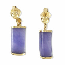 Load image into Gallery viewer, 14K Yellow Gold Non-Pierced Clip Lavender Jade Dangle Earrings