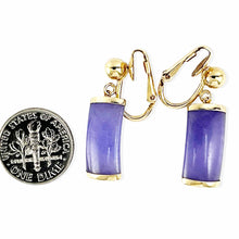 Load image into Gallery viewer, 14K Yellow Gold Non-Pierced Clip Lavender Jade Dangle Earrings