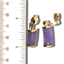 Load image into Gallery viewer, 14K Yellow Gold Non-Pierced Clip Lavender Jade Dangle Earrings