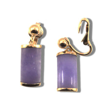 Load image into Gallery viewer, 14K Yellow Gold Non-Pierced Clip Lavender Jade Dangle Earrings