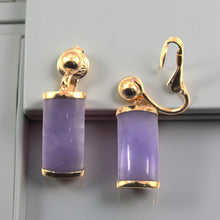 Load image into Gallery viewer, 14K Yellow Gold Non-Pierced Clip Lavender Jade Dangle Earrings