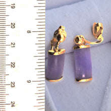 Load image into Gallery viewer, 14K Yellow Gold Non-Pierced Clip Lavender Jade Dangle Earrings