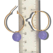 Load image into Gallery viewer, 14K Yellow Gold Lavender Jade Hoop Drop Earrings