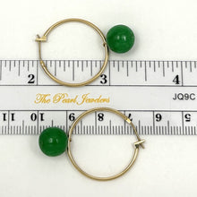 Load image into Gallery viewer, Vintage 14kt Yellow Gold Green Jade Hoop Earrings