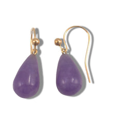 Load image into Gallery viewer, 14K Yellow Gold Lavender Jade Drop Earrings