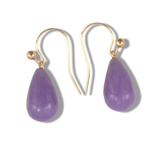 Load image into Gallery viewer, 14K Yellow Gold Lavender Jade Drop Earrings