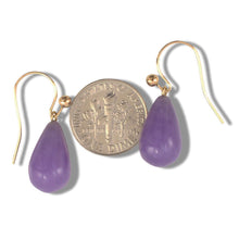 Load image into Gallery viewer, 14K Yellow Gold Lavender Jade Drop Earrings