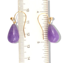 Load image into Gallery viewer, 14K Yellow Gold Lavender Jade Drop Earrings