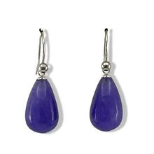 Load image into Gallery viewer, 14K White Gold Lavender Jade Teardrop Earrings