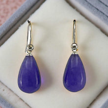 Load image into Gallery viewer, 14K White Gold Lavender Jade Teardrop Earrings