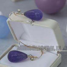 Load image into Gallery viewer, 14K White Gold Lavender Jade Teardrop Earrings