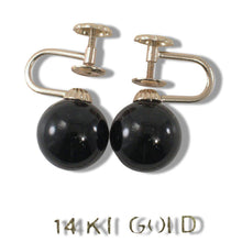 Load image into Gallery viewer, 14K Yellow Gold Non-Pierced French Screw Back Black Onyx Earrings
