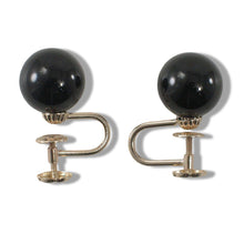 Load image into Gallery viewer, 14K Yellow Gold Non-Pierced French Screw Back Black Onyx Earrings