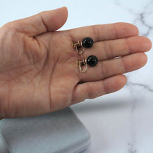 Load image into Gallery viewer, 14K Yellow Gold Non-Pierced French Screw Back Black Onyx Earrings