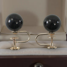 Load image into Gallery viewer, 14K Yellow Gold Non-Pierced French Screw Back Black Onyx Earrings