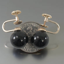 Load image into Gallery viewer, 14K Yellow Gold Non-Pierced French Screw Back Black Onyx Earrings
