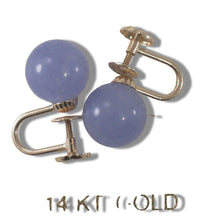 Load image into Gallery viewer, 14K Yellow Gold Non-Pierced French Screw Back Lavender Jade Earrings