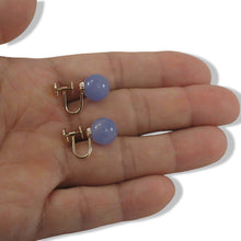 Load image into Gallery viewer, 14K Yellow Gold Non-Pierced French Screw Back Lavender Jade Earrings