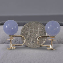 Load image into Gallery viewer, 14K Yellow Gold Non-Pierced French Screw Back Lavender Jade Earrings