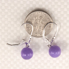Load image into Gallery viewer, 1101837-14K-White-Gold-Leverback-Round-Lavender-Jade-Drop-Earrings
